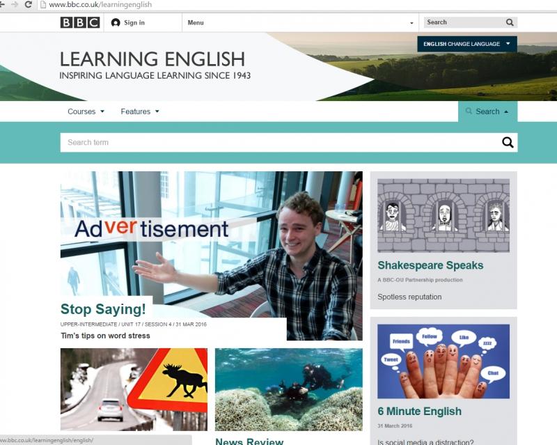 Giao diện website BBC Learning English