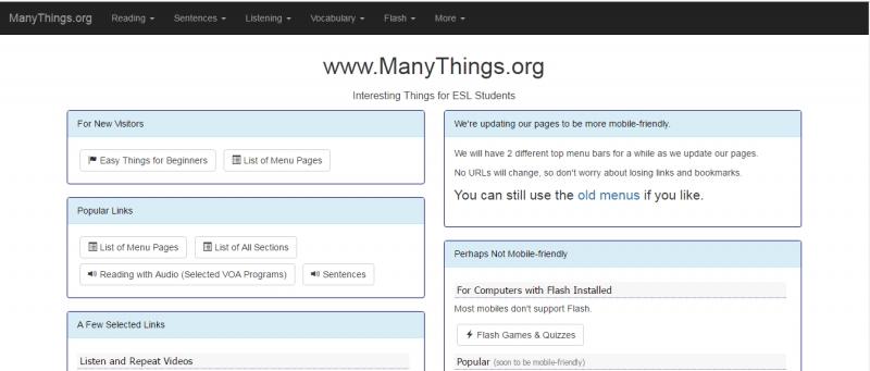 Giao diện đơn giản của trang Manything.org