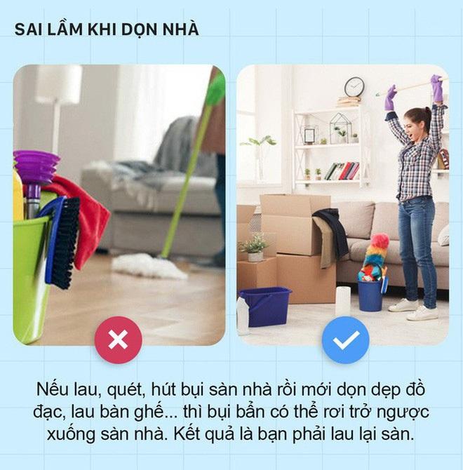 Lau dọn, làm sạch từ dưới lên trên