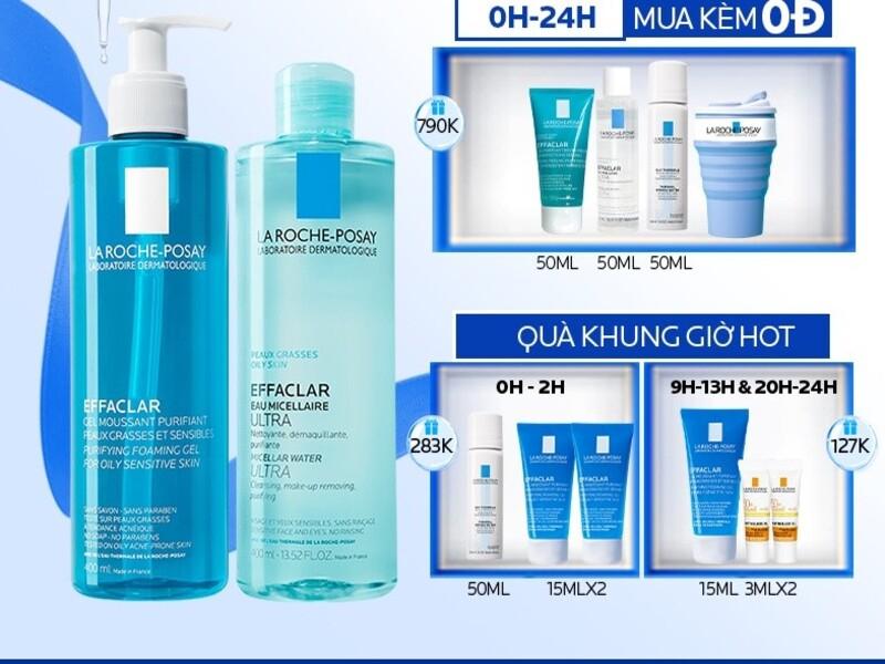 Bộ sản phẩm làm sạch sâu dành cho da dầu mụn La RochePosay Effaclar Double Cleansing