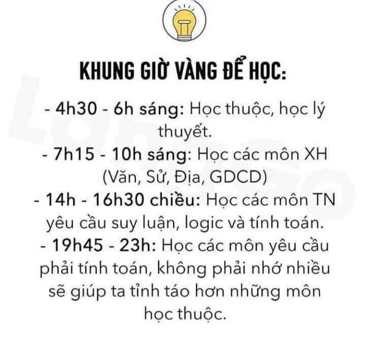 14h – 16h30 : Học các môn tự nhiên