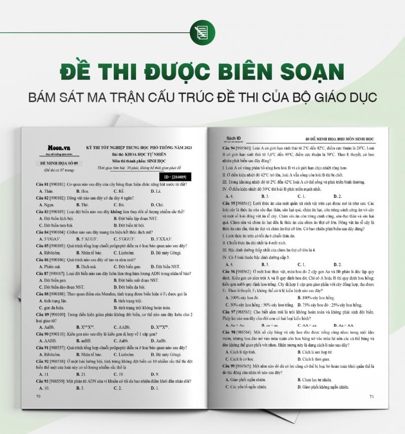 50 đề minh họa môn Sinh học 2023