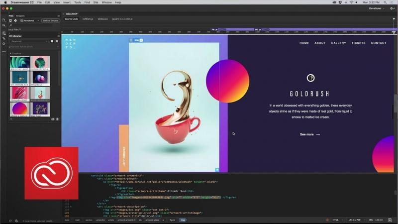 Giao diện Adobe Dreamweaver