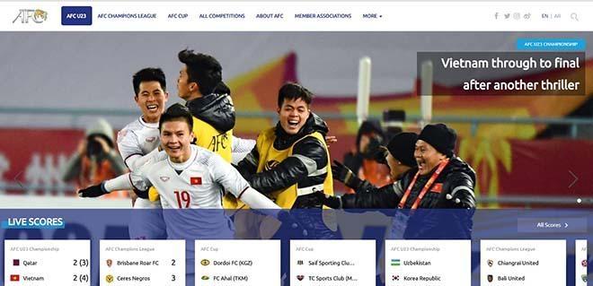 Trang chủ AFC đưa hình ảnh chiến thắng của U23 Việt Nam