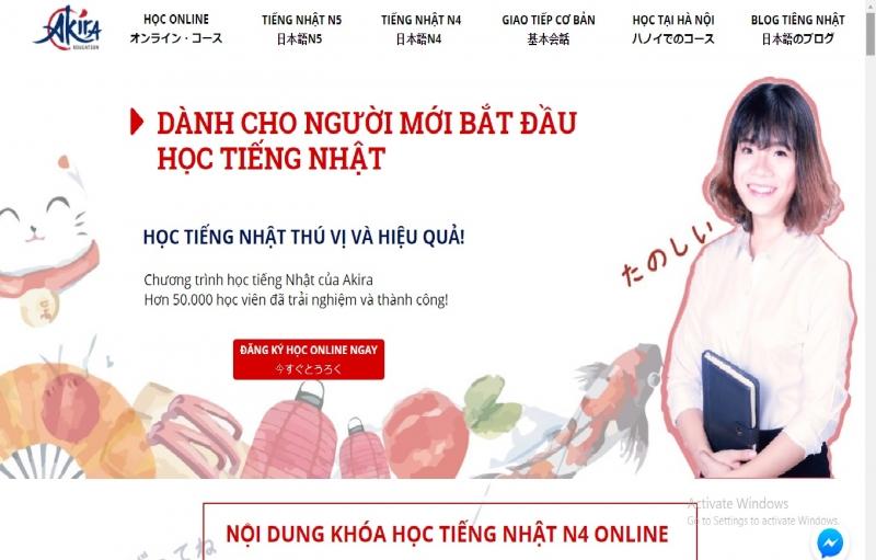 Giao diện web Akira Education