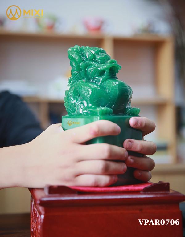 Ấn Rồng phong thủy thạch anh xanh – Biểu tượng quyền lực, công danh và tài lộc