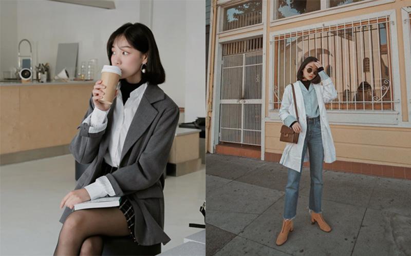 Áo blazer mix với áo sơ mi