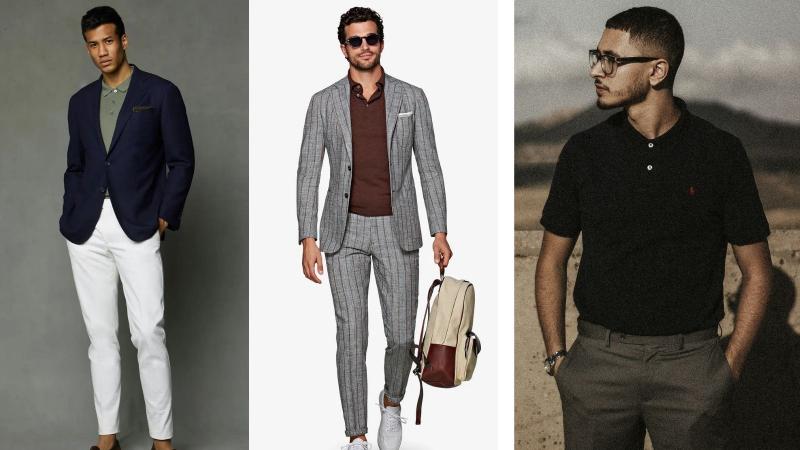 Áo blazer với áo Polo