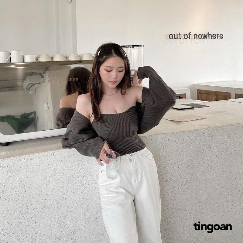 Áo set cardigan tặng kèm quây len xám Tingoan WAY 2 SEXY