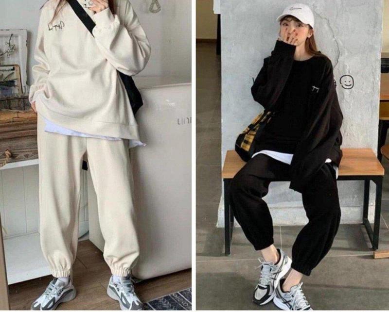 Áo sweater phối quần jogger