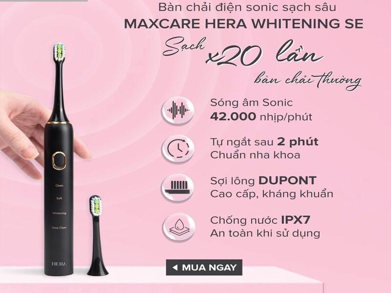 Bàn chải điện sóng siêu âm Maxcare Hera Whitening SE nhật bản