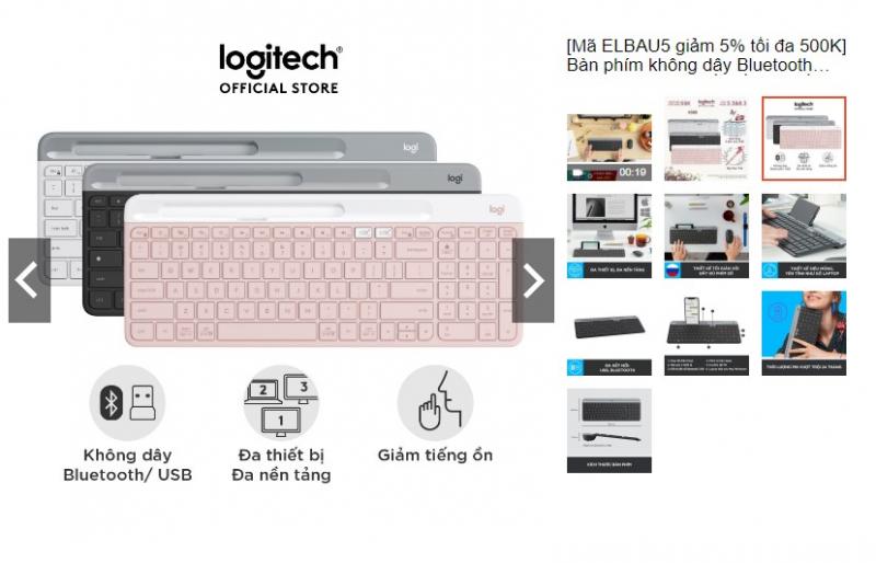 Bàn phím không dây Bluetooth Logitech K580