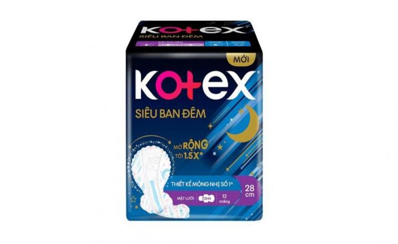 Băng vệ sinh KOTEX siêu ban đêm 28cm, 12 miếng