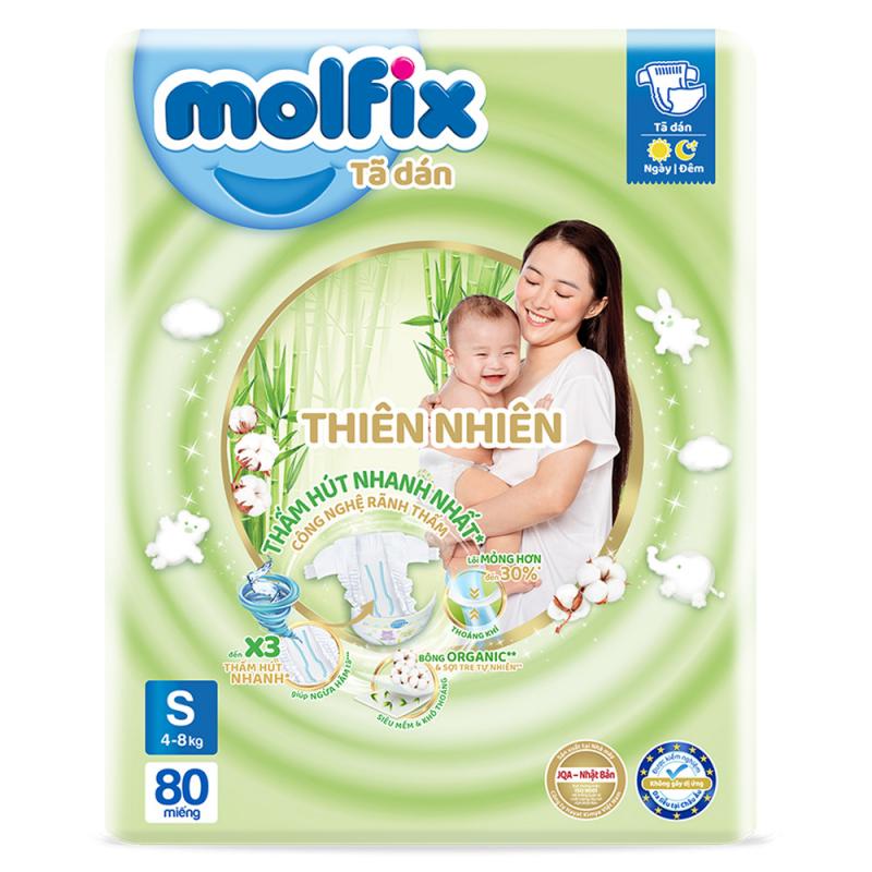 Bỉm Molfix được làm từ bông organic và tre tự nhiên, lành tính cho làn da của bé.