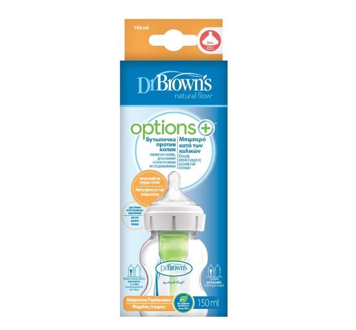 Bình sữa Dr.Brown’ cổ rộng 150ml và 270ml( đổi núm ty) nhựa PP Options +