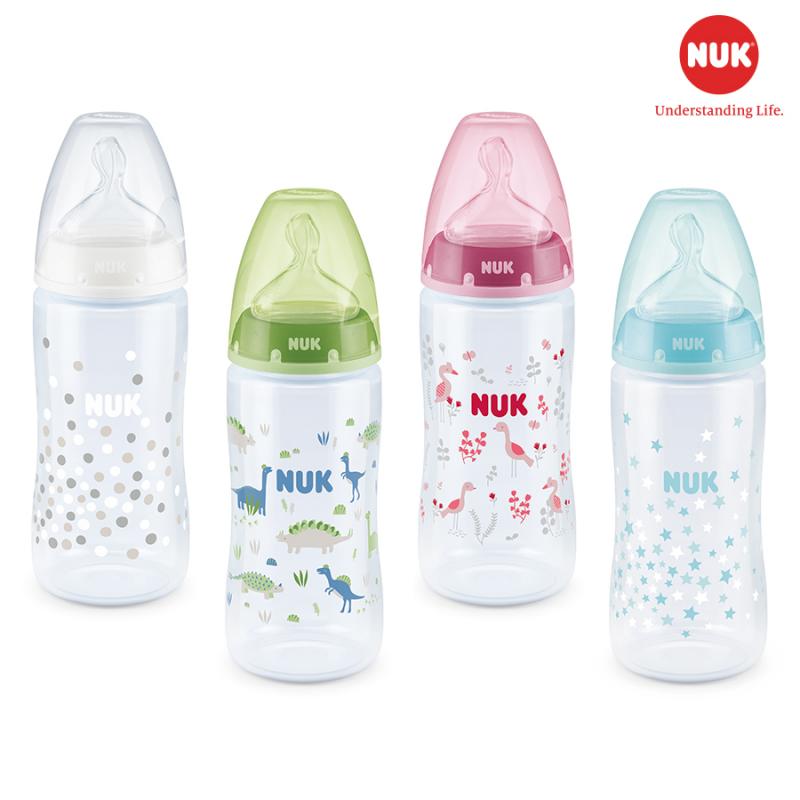 Bình sữa NUK nhựa PA 300ml núm ti Silicone S1 - M chỉnh nha chống sặc chống đầy hơi