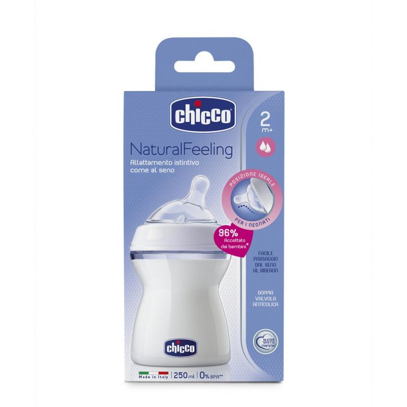 Bình sữa núm nghiêng Pisa Natural Feeling 2M+ Chicco 250ml