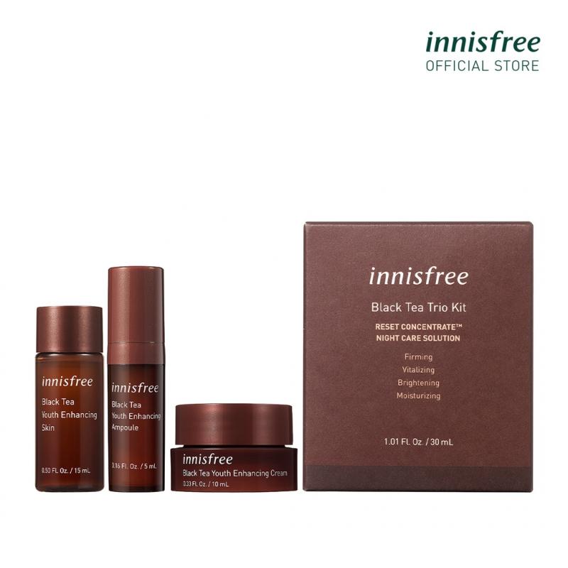 Bộ 3 sample dưỡng da chống lão hóa trà đen Innisfree Black Tea Trio Kit