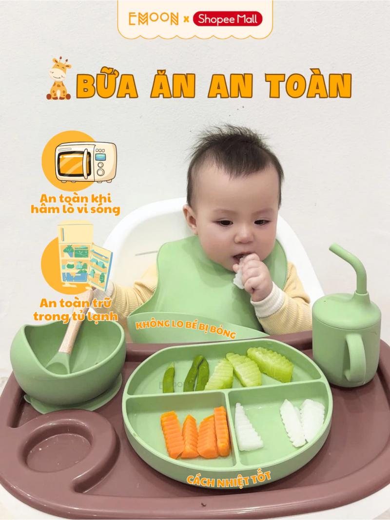 Bộ ăn dặm silicone Emoon 6 món