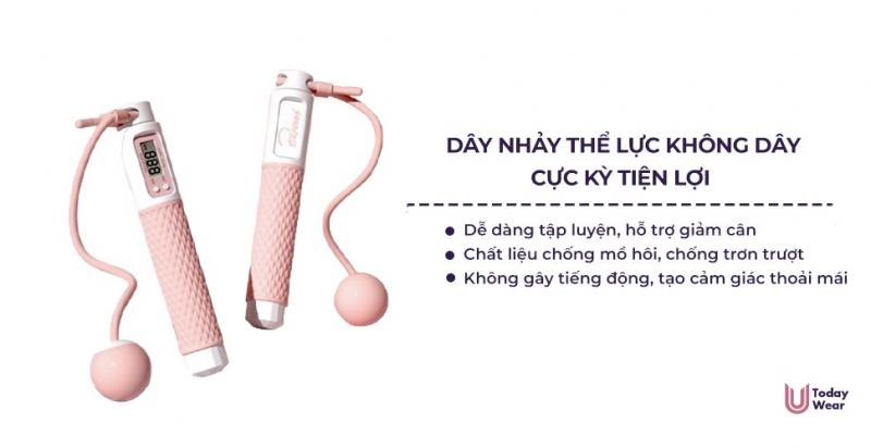 Bộ dây nhảy thể lực không dây đếm số tự động lõi thép Today U Wear