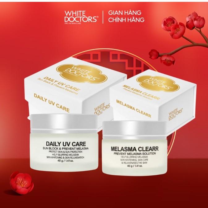 Bộ đôi hỗ trợ giảm nám da thể nhẹ White Doctors - Daily UV Care & Melasma Clearr