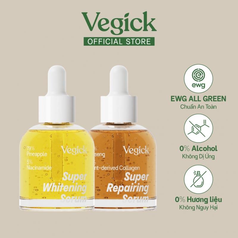 Bộ đôi serum Vegick tinh chất dứa dưỡng trắng và nhân sâm trẻ hoá