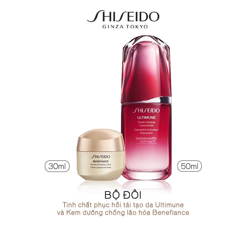 Bộ đôi Tinh chất phục hồi tái tạo da Shiseido Ultimune và kem dưỡng chống lão hóa Shiseido Benefiance