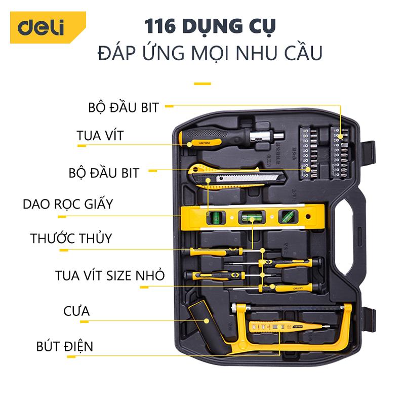 Bộ dụng cụ sửa chữa đa năng Deli 116 chi tiết - DL5973