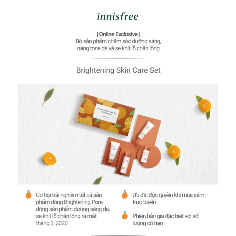 Bộ dưỡng sáng và làm mờ lỗ chân lông quýt Hallabong Innisfree Brightening Pore Trio Kit