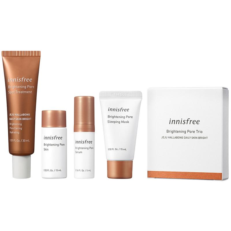 Bộ dưỡng sáng và làm mờ lỗ chân lông quýt Hallabong Innisfree Brightening Pore Trio Kit