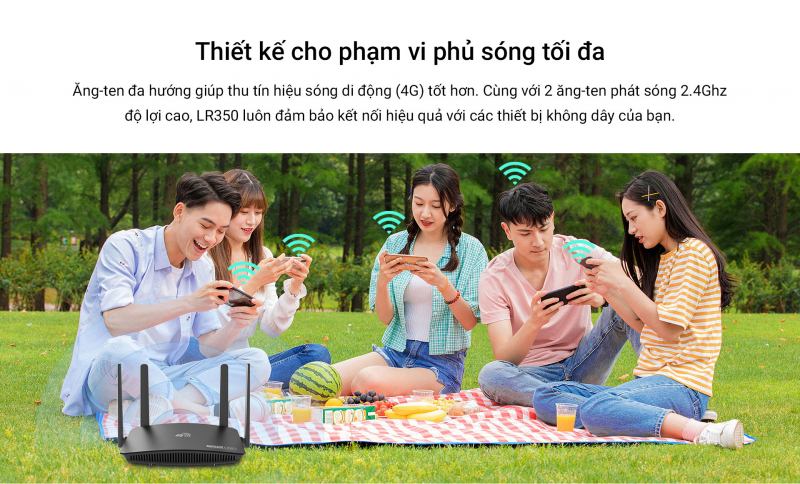 Bộ phát Wifi di động 4G LTE TOTOLINK LR350 phát Wifi từ Sim