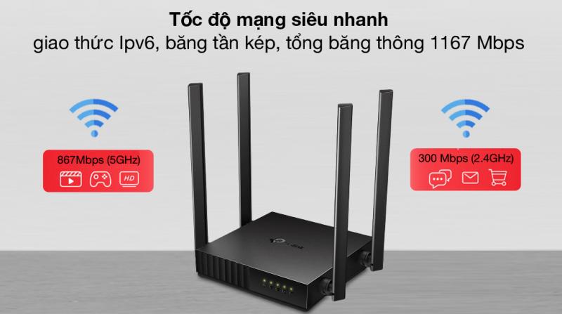 Bộ phát Wifi TP-Link Archer C54 băng tần kép chuẩn AC 1200Mbps