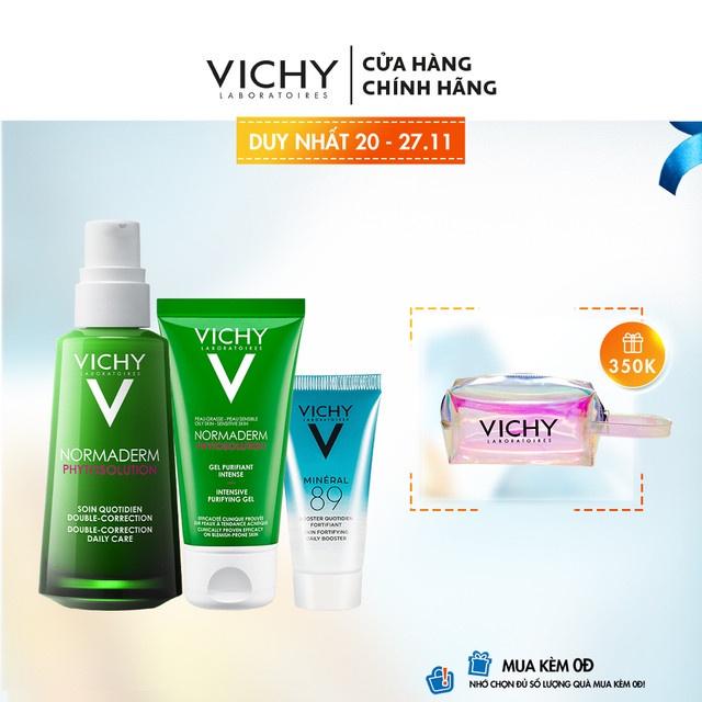 Bộ sản phẩm Kem dưỡng và dưỡng chất giúp giảm mụn & phục hồi da Vichy