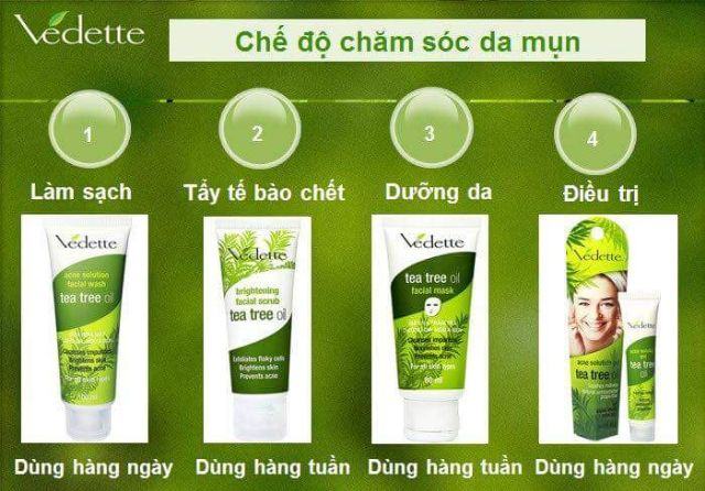 Bộ sản phẩm chăm sóc da mụn Vedette tinh dầu tràm trà