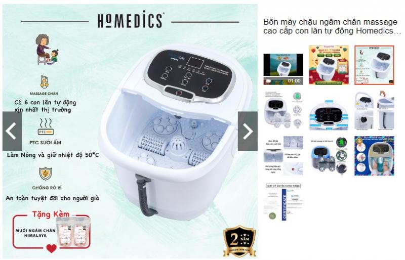 Bồn massage ngâm chân con lăn tự động Homedics FB-650, SereneLife SL12