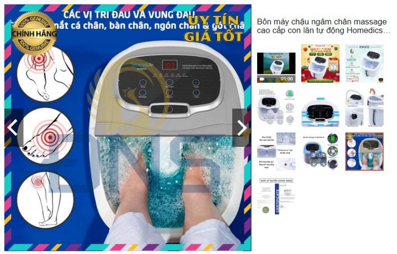 Bồn massage ngâm chân con lăn tự động Homedics FB-650, SereneLife SL12