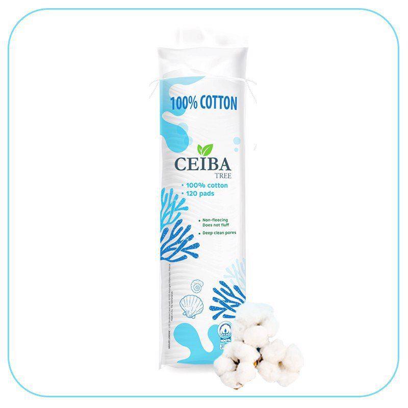 Bông Tẩy Trang Ceiba 100% Cotton Siêu Tiết Kiệm Dung Dịch 120 Miếng