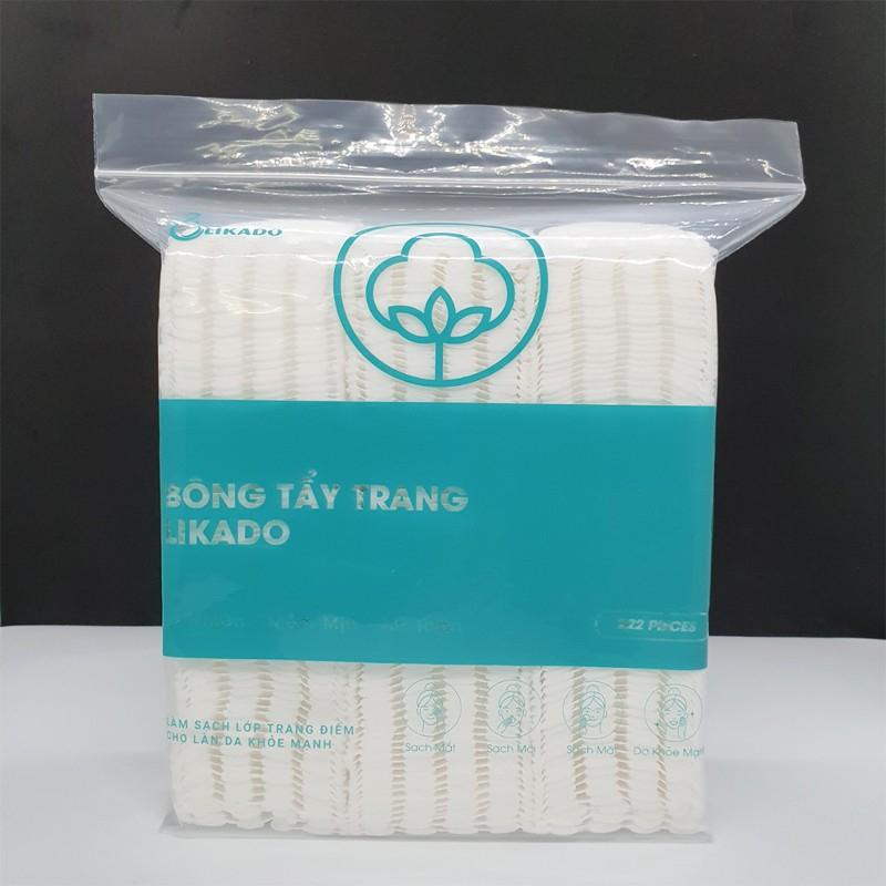 Bông tẩy trang Likado 3 lớp 2 mặt chất liệu Cotton túi 222 miếng