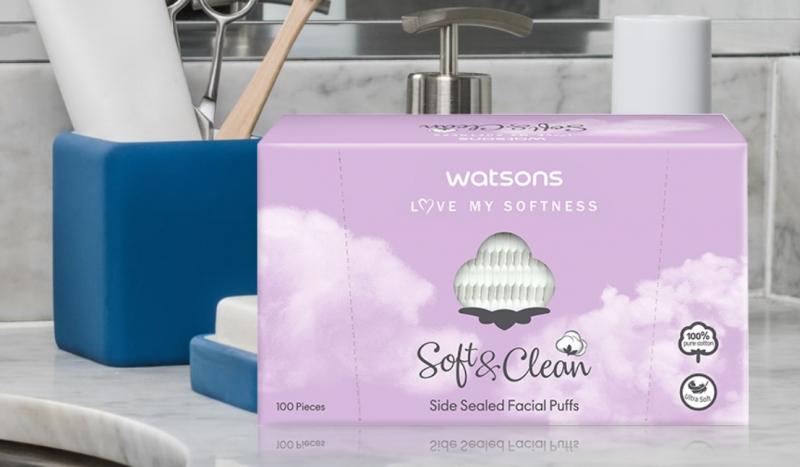 Bông tẩy trang Watsons Love My Softness Soft & Clean Side Sealed Facial Puff