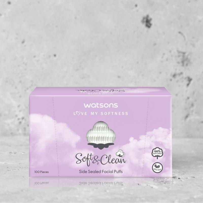 Bông tẩy trang Watsons Love My Softness Soft & Clean Side Sealed Facial Puff