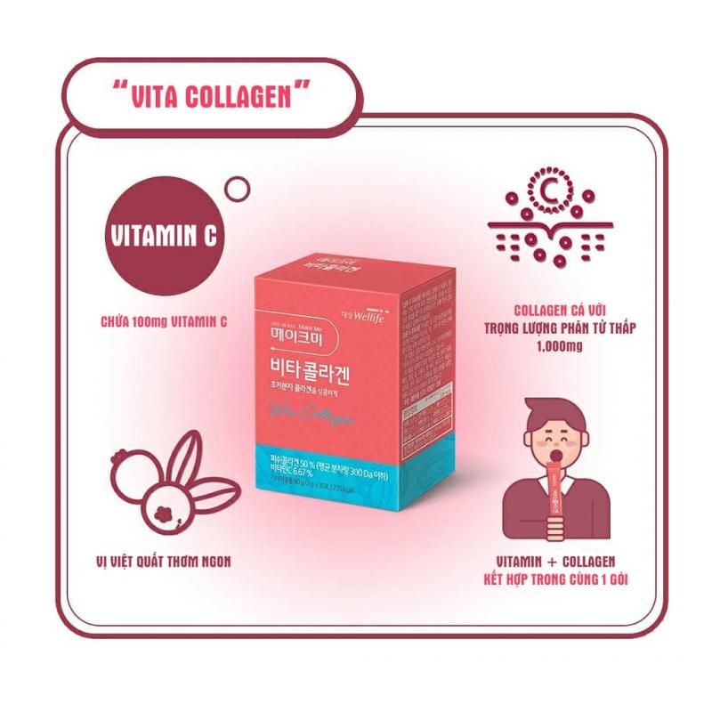 Bột bổ sung Collagen Daesang Wellife Make me Vita Collagen 30 gói