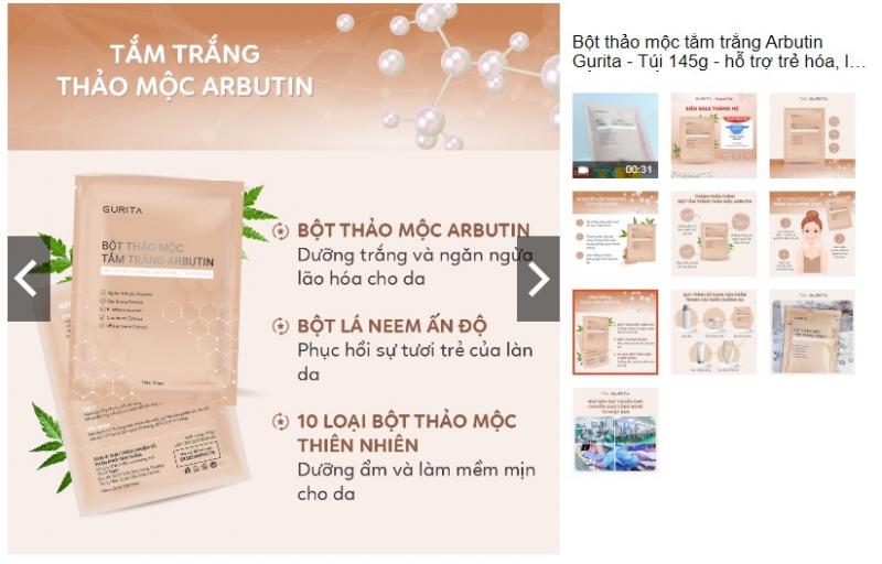 Bột tắm trắng thảo mộc Arbutin Gurita