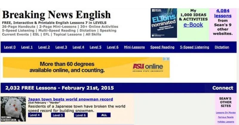 Breaking News English phù hợp với mọi trình độ từ cơ bản đến nâng cao