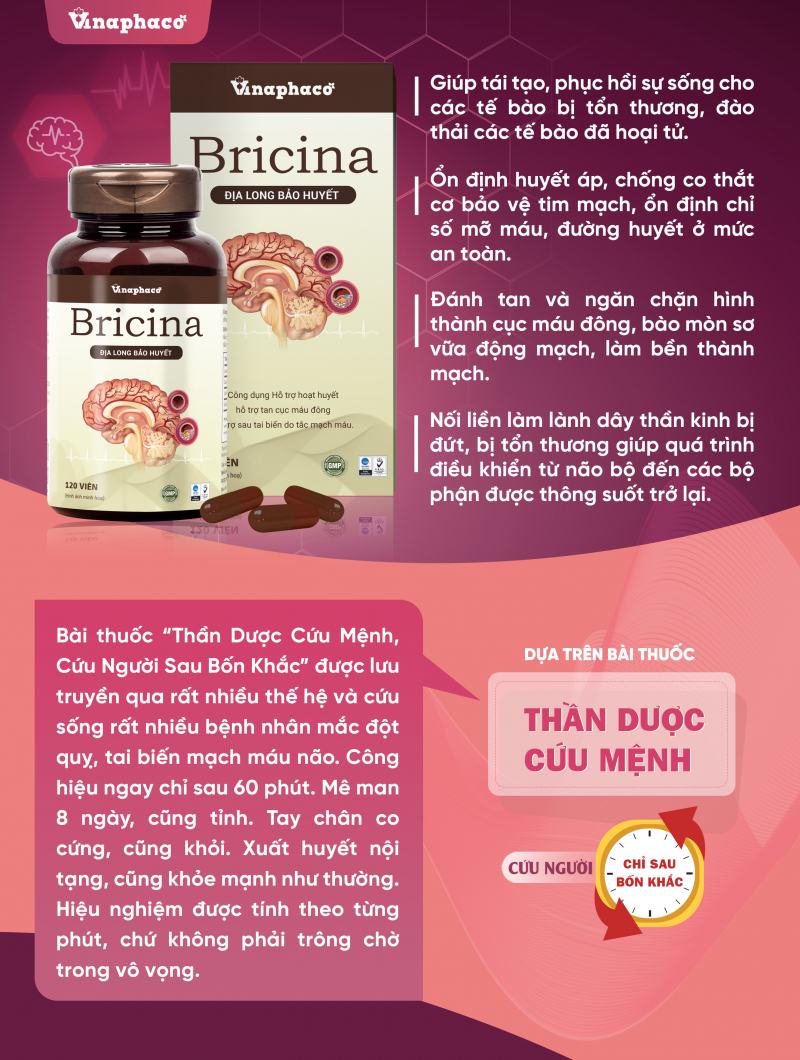 Bricina (Địa Long Bảo Huyết) được gi trong các cuốn dược liệu là bài thuốc quý “Thần dược cứu mệnh, cứu người trong bốn khắc”