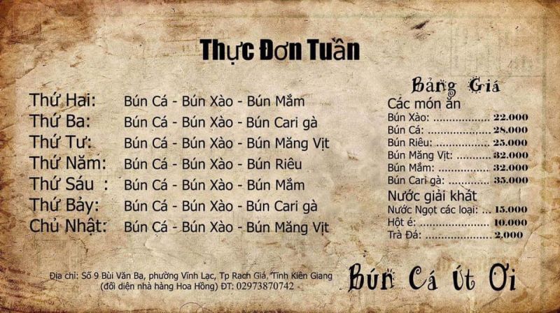 Quán bún cá ngon ở Kiên Giang