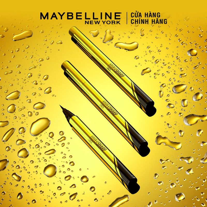 Bút kẻ mắt nước siêu sắc mảnh không lem không trôi Maybelline New York HyperSharp Liner Đen 0.5g