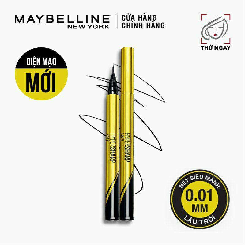 Bút kẻ mắt nước siêu sắc mảnh không lem không trôi Maybelline New York HyperSharp Liner Đen