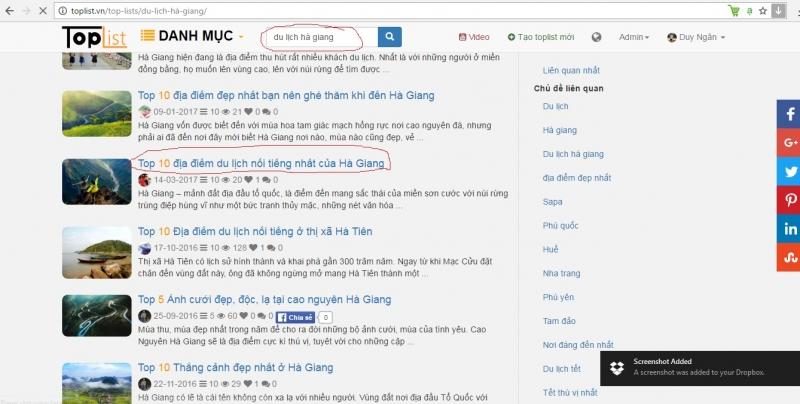 Kiểm tra bằng tìm kiếm trên Website Toplist.vn phát hiện trùng