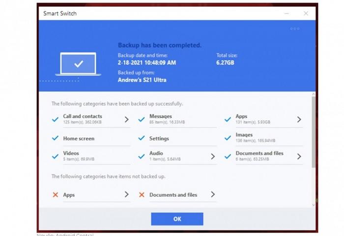 Cách sao lưu dữ liệu điện thoại với Samsung Smart Switch