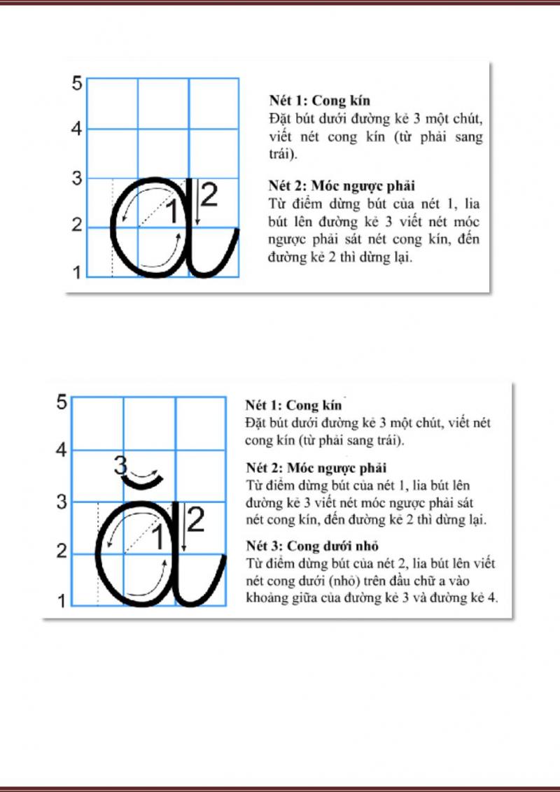 Cách viết chữ a và chữ ă